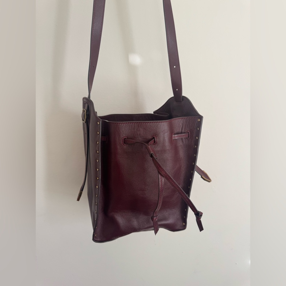 Isabel Marant Burgundy Studded Leather Bag - Picture 8 of 10